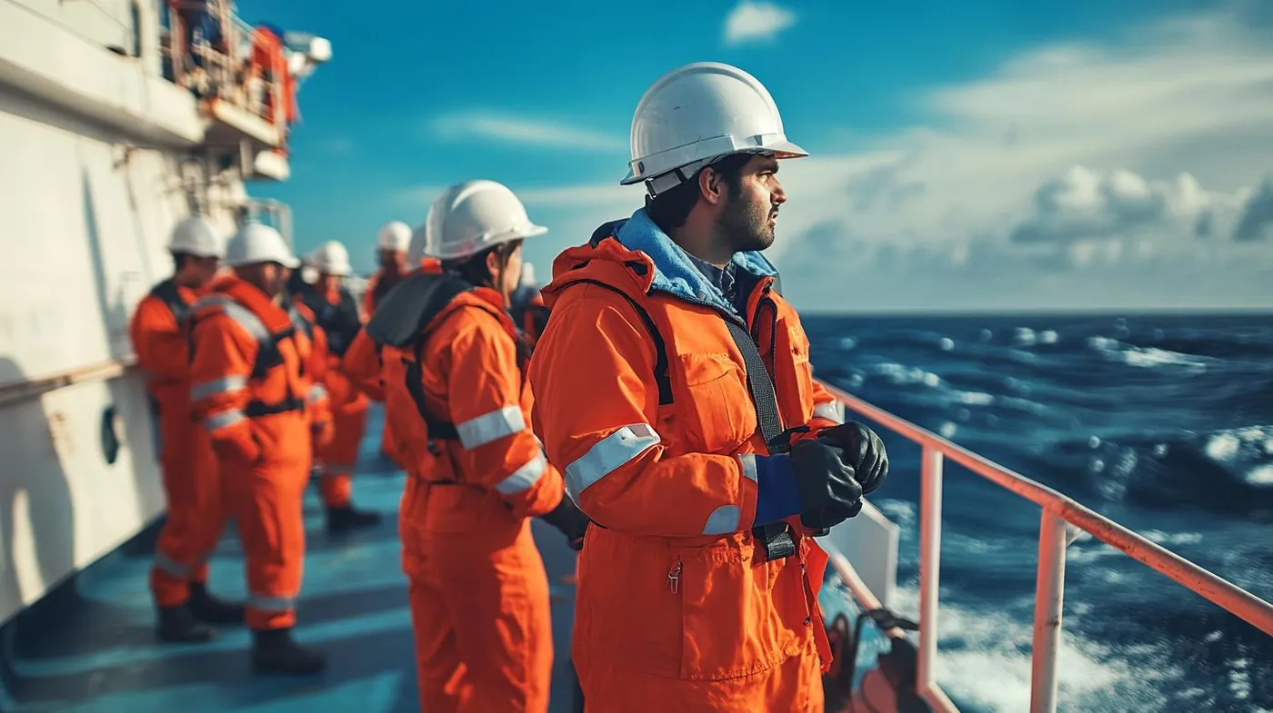 Crew working on vessel deck